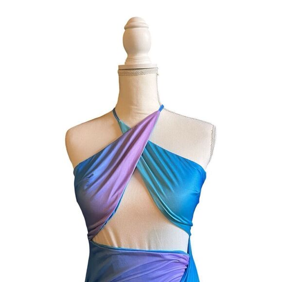 Tiger Mist Mermaid Lillee Mini Dress Blue Ombré Cut Out Beach Travel US XS NWT - Picture 2 of 8